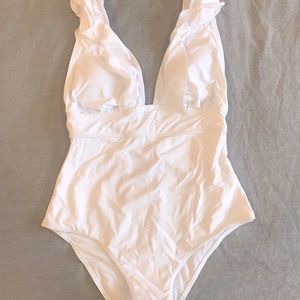 Shein ruffle v-neck one piece swim suit